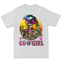 Dove Grey Cowgirl Skeleton With Landscape Premium Tee - BundleAndBundleShop