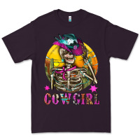 Plum Cowgirl Skeleton With Landscape Premium Tee - BundleAndBundleShop