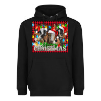 Black Merry Christmas  With Goats Heavyweight Hoodie - LillyAllenDesigns