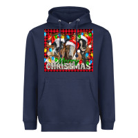 Navy Merry Christmas  With Goats Heavyweight Hoodie - LillyAllenDesigns