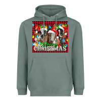Sage Merry Christmas  With Goats Heavyweight Hoodie - LillyAllenDesigns