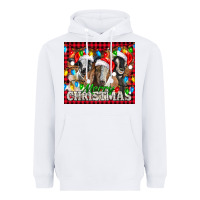 White Merry Christmas  With Goats Heavyweight Hoodie - LillyAllenDesigns