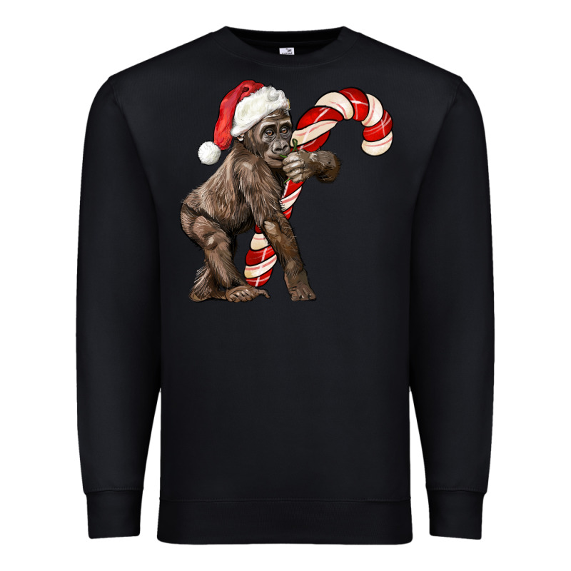 Christmas Candy Cane Baby Gorilla Premium Sweatshirt by LillyAllenDesigns | Teevron