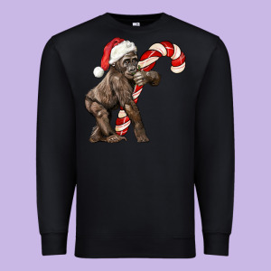 Christmas Candy Cane Baby Gorilla Premium Sweatshirt Designed By Lillyallendesigns