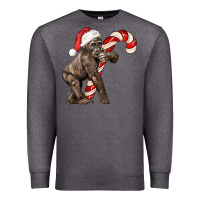 Charcoal Heather Christmas Candy Cane Baby Gorilla Premium Sweatshirt - LillyAllenDesigns
