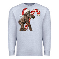 Heather Grey Christmas Candy Cane Baby Gorilla Premium Sweatshirt - LillyAllenDesigns