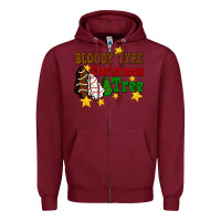 Burgundy Bloody Type Christmas Tree Zipper Hoodie - FaDigitalArtStudio