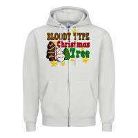 Dove Grey Bloody Type Christmas Tree Zipper Hoodie - FaDigitalArtStudio