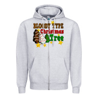 Heather Grey Bloody Type Christmas Tree Zipper Hoodie - FaDigitalArtStudio