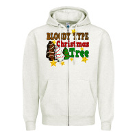 Oatmeal Heather Bloody Type Christmas Tree Zipper Hoodie - FaDigitalArtStudio