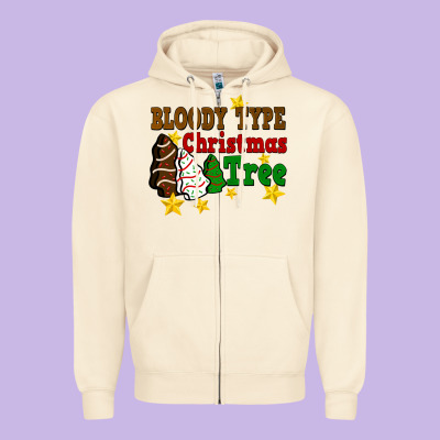 Bloody Type Christmas Tree Zipper Hoodie Designed By Fadigitalartstudio