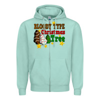 Seafoam Bloody Type Christmas Tree Zipper Hoodie - FaDigitalArtStudio