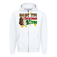 White Bloody Type Christmas Tree Zipper Hoodie - FaDigitalArtStudio