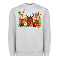 Heather Grey Teacher Coffee Cups Heavyweight Sweatshirt - FaDigitalArtStudio