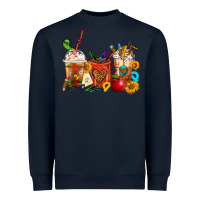 Navy Teacher Coffee Cups Heavyweight Sweatshirt - FaDigitalArtStudio