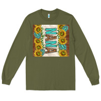 Army Green nana sunflowers and turquoise gemstones Long Sleeve Tee - TumblerDesignByShophia