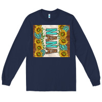 Navy nana sunflowers and turquoise gemstones Long Sleeve Tee - TumblerDesignByShophia