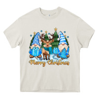 Cream merry christmas gnome Heavy Core Tee - MaliasSmallBusiness