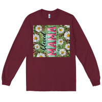 Burgundy Blessed mama with daisy and leopard Long Sleeve Tee - RanaPortraitStore