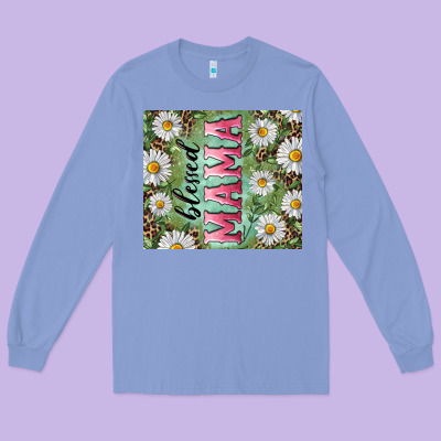 Blessed Mama With Daisy And Leopard Long Sleeve Tee Designed By Ranaportraitstore