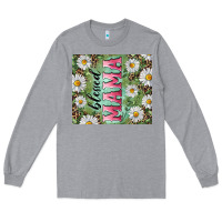 Heather Grey Blessed mama with daisy and leopard Long Sleeve Tee - RanaPortraitStore