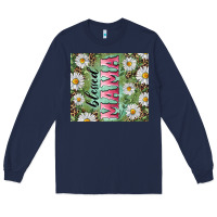 Navy Blessed mama with daisy and leopard Long Sleeve Tee - RanaPortraitStore