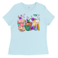 Baby Blue School Girl Coffee Cup Bbs Ladies Tee - BundleAndBundleShop