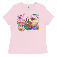Bubblegum Pink School Girl Coffee Cup Bbs Ladies Tee - BundleAndBundleShop