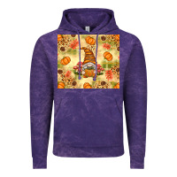 Cloud Purple Fall Pumpkins and Gnome with Leopard Vintage Hoodie - texasbilliewilder