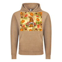 Vintage Coffee Fall Pumpkins and Gnome with Leopard Vintage Hoodie - texasbilliewilder