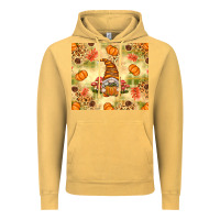 Vintage Mustard Fall Pumpkins and Gnome with Leopard Vintage Hoodie - texasbilliewilder