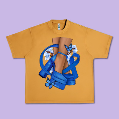 Colon Cancer Diva Blue Ribbon Urban Heavy Tee Designed By Nancycooperartshop