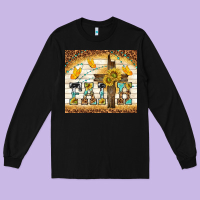 Faith With Cross Long Sleeve Tee Designed By Tumblerdesignbyshophia