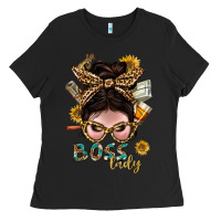 Black Western Messy Bun Boss Lady With Money Ladies Tee - BundleAndBundleShop