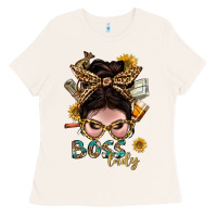 Bone Western Messy Bun Boss Lady With Money Ladies Tee - BundleAndBundleShop