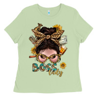 Matcha Western Messy Bun Boss Lady With Money Ladies Tee - BundleAndBundleShop