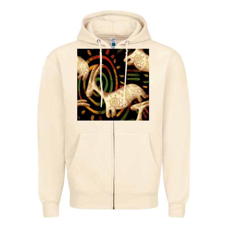 African Ethnic Animal Seamless Pattern Zipper Hoodie by BundleAndBundleShop | Teevron