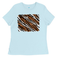 Baby Blue Tiger zebra background Ladies Tee - RanaPortraitStore
