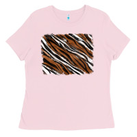 Bubblegum Pink Tiger zebra background Ladies Tee - RanaPortraitStore