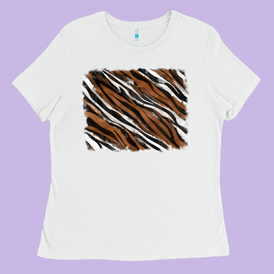 Tiger Zebra Background Ladies Tee Designed By Ranaportraitstore
