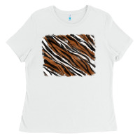 White Tiger zebra background Ladies Tee - RanaPortraitStore