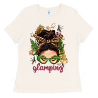 Glamping Messy Bun With Glamping Camp Tent Bbs Ladies Tee | Teevron