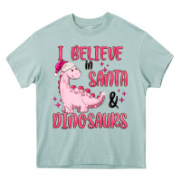 Arona i believe in santa & dinosaurs pink Heavy Core Tee - MaliasSmallBusiness