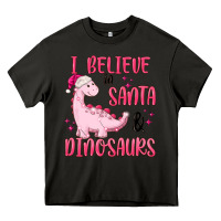Asphalt i believe in santa & dinosaurs pink Heavy Core Tee - MaliasSmallBusiness