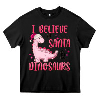 Black i believe in santa & dinosaurs pink Heavy Core Tee - MaliasSmallBusiness