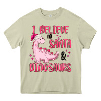 Mossy i believe in santa & dinosaurs pink Heavy Core Tee - MaliasSmallBusiness