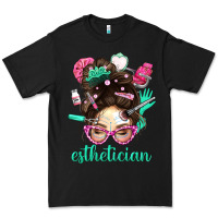 Black Esthetician Messy Bun With Pink Leopard Glasses Bbs Premium Tee - BundleAndBundleShop