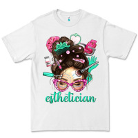 White Esthetician Messy Bun With Pink Leopard Glasses Bbs Premium Tee - BundleAndBundleShop