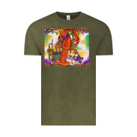 Vintage Olive Mardi Gras crawfish Vintage Tee - NancyCooperArtShop