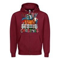 Burgundy merry christmas simmental cow Zipper Hoodie - FaDigitalArtStudio